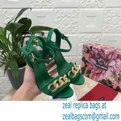 Dolce  &  Gabbana Heel 10.5cm Leather Chain Sandals Green 2021